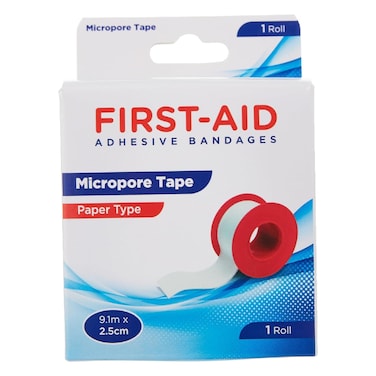 First Aid Micropore Tape Paper Type, 9.1m x 2.5cm, 1 Roll