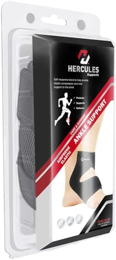 Sunshine Nutrition Hercules Adjustable Ankle Support, Ideal For Indoor &amp; Outdoor Sports, Reducing The Risk Of Injury, 4-Way Fabric With Comfortable Elastic Straps, Black