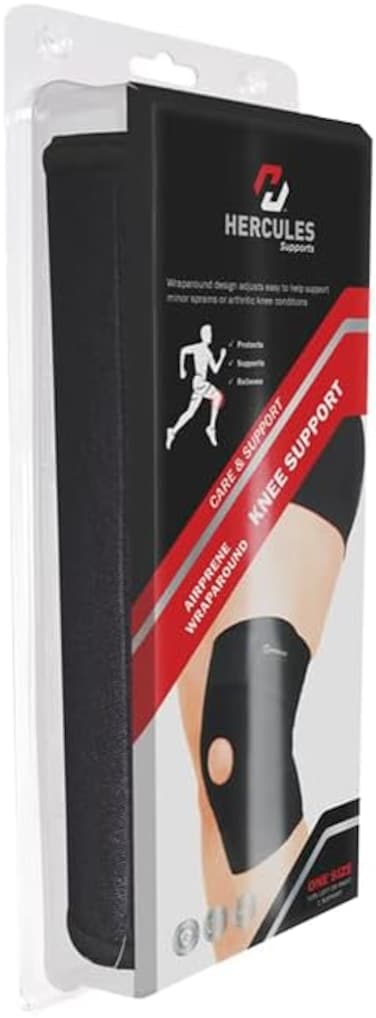 Sunshine Nutrition Hercules Wraparound Knee Support, Ideal For Knee Brace For Knee Pain Relief &amp; Support, Great For Working Out, Running, Weightlifting &amp; Sports, One Size