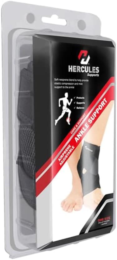 صنشاين نيوتريشن دعامة الكاحل المرنة من هيركيلوس، قماش رباعي الاتجاهات مع اشرطة مرنة مريحة، يوفر اقصى دعم للمفاصل، حماية وقائية فعالة، اسود
