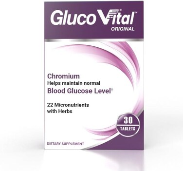 Vital Healthcare Gluco Vital Original - 30 Tablets, Supports Healthy Blood Glucose Levels, Includes Chromium, Ala, Cinnamon Bark Extract &amp; Micronutrients, Helps With Lipid Metabolism