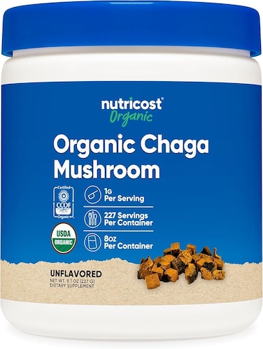 Nutricost 100% Organic Chaga Mushroom Powder 8oz (227 Servings) - Certified USDA Organic, Gluten Free &amp; Non-GMO