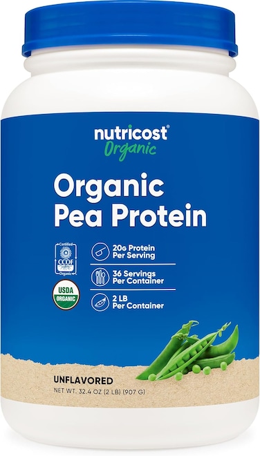 Nutricost Organic Pea Protein Isolate Powder (2LBS), Unflavored, Certified USDA Organic, Protein from Plants, Vegan Friendly, Gluten Free, Non-GMO
