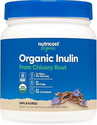 Nutricost Organic Inulin Powder 1LB (454 Grams) 7.5 Grams of Fiber Per Serving - from Chicory Root - Certified USDA Organic