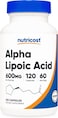 Nutricost Alpha Lipoic Acid, 600 mg, 120 Capsules, 60 Servings, Plant Based Caps, GMO-Free