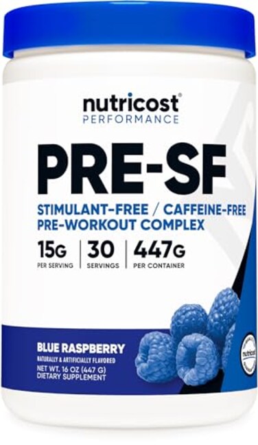 Nutricost Stim-Free Pre-Workout, 30 Servings (Blue Raspberry) - Non-GMO, Gluten Free