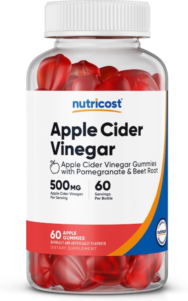 Nutricost Apple Cider Vinegar 500mg, 60 Gummies, Apple Flavored, Gluten Free, Non-GMO, No Corn Syrup