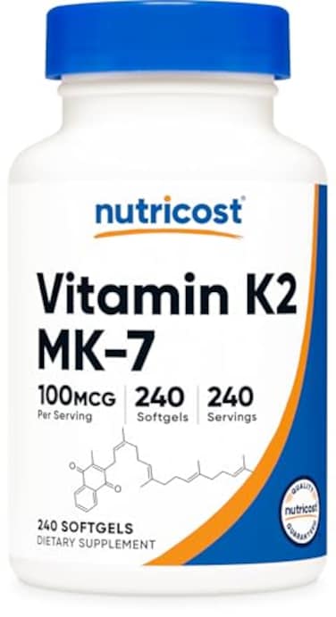 Nutricost Vitamin K2 Mk-7 100 Mcg, 240 Softgels - Gluten Free And Non-GMO Mk7