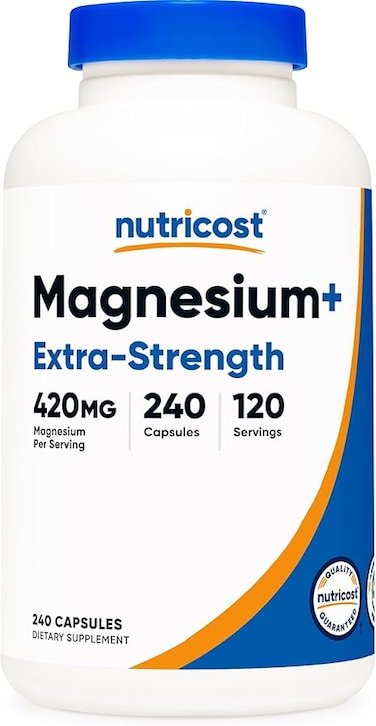 Nutricost Magnesium Glycinate 420mg, 240 Capsules - 120 Servings, Non-GMO, Gluten Free, Vegetarian Friendly (Packaging May Vary)
