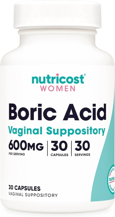 Nutricost Boric Acid 600mg 30 Capsules - L Suppository - Non-Gmo - For Women