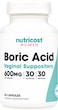 Nutricost Boric Acid 600mg 30 Capsules - L Suppository - Non-Gmo - For Women