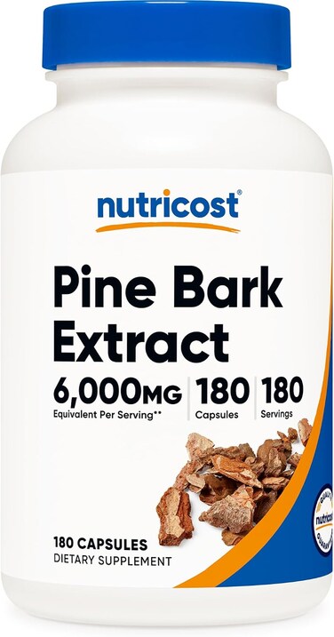 Nutricost Pine Bark Extract 6000mg, 180 Capsules, Standardized to Contain 95% Proanthocyanidins, Non-GMO, Gluten Free