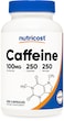 Nutricost Caffeine Pills 100mg Per Serving, 250 Capsules