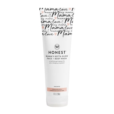 The Honest Company Honest Mama's Gotta Glow Face and Body Wash, Pregnancy-Safe Clarifying + Exfoliating AHA Cleanser, 8 fl oz