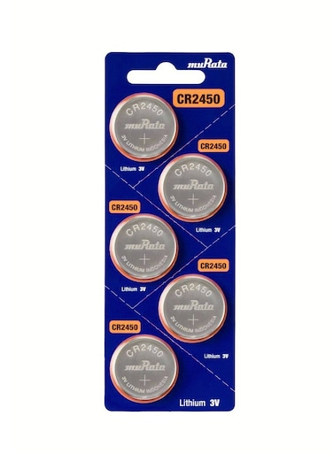 Murata CR 2450 3V Lithium Battery - Pack of 5