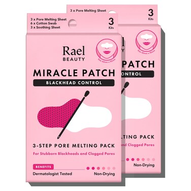 RaelBlackhead Remover, Miracle Patch Melting Pack - Nose Strips for Blackheads, Pore Melting and Soothing Sheets, 3 Step Kit, Sebum Removing Cotton Swabs, Dermatologist Tested (2 Pack)
