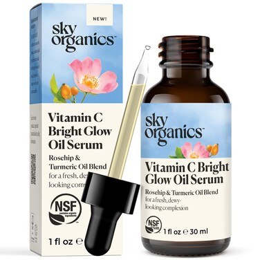 Sky OrganicsBright Glow Face Serum, Vitamin C Serum, Rejuvenate Dull Skin, Hydrating, Promotes Brighter-looking Complexion, Skin Care with Vitamin E, Organic Jojoba Oil &amp; Rosehip Oil, 1 fl oz