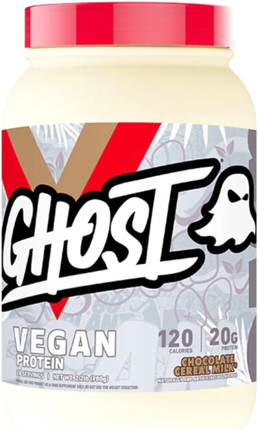 GHOST Vegan Protein Chocolate Cereal Milk - 2.2lb, 20g of Protein - Plant-Based Pea &amp; Organic Pumpkin Protein - Post Workout &amp; Nutrition Shakes, Smoothies, &amp; Baking, Soy, Lactose &amp; Gluten Free