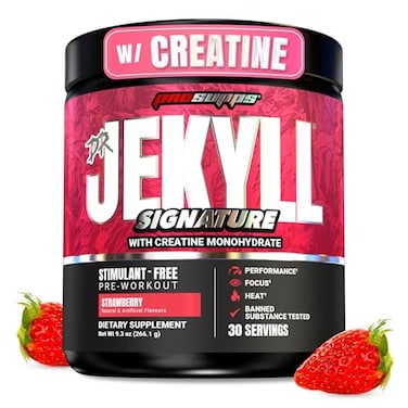 PS ProSupps Dr. Jekyll Signature Pre-Workout Powder, Stimulant &amp; Caffeine Free, Intense Focus, Energy &amp; Pumps, (30 Servings, Strawberry)