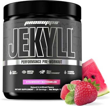 مسحوق PS ProSupps Dr. Jekyll Performance Pre Workout Powder - مكمل غذائي منخفض المنبهات قبل التمرين يدعم نمو العضلات والتركيز والطاقة (ليمون فراولة، 30 حصة)