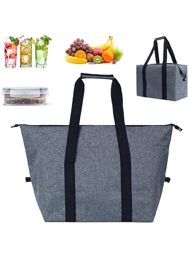 TERRIFI Cool Bag, Large Capacity Lunch Bag, Collapsible Cooler Bag, Waterproof Insulated Bag With Hard Liner For Food Bag, for Food Delivery, Outdoor BBQ, Picnic Camping, Family Activitives