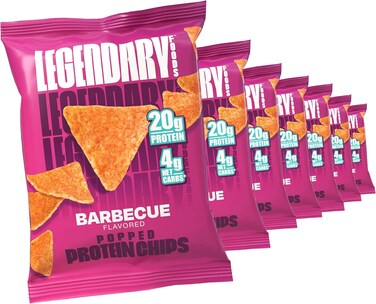 Legendary Foods 20Gr Protein Chips - Keto Friendly And Gluten Free Crispy Tortilla Shaped Chips - Taco Snacks, Low Carb And Low Sugar Protein Snack Bbq Flavored 7 X 1.2Oz