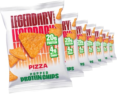 Legendary Foods 20Gr Protein Chips - Keto Friendly And Gluten Free Crispy Tortilla Shaped Chips - Taco Snacks, Low Carb And Low Sugar Protein Snack Pizza Flavored 7 X 1.2Oz