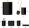 Bathroom Accessories Set 6 Pieces Bath Ensemble Includes Toothbrush Holder, Soap Dispenser, Toothbrush Cup, Soap Dish for Decorative Countertop and Housewarming Gift, Black