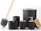 Bathroom Accessories Set 6 Pieces Bath Ensemble Includes Toothbrush Holder, Soap Dispenser, Toothbrush Cup, Soap Dish for Decorative Countertop and Housewarming Gift, Black