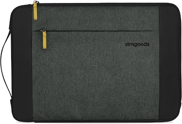 STM Kin Laptop Sleeve - Slim &amp; Lightweight, Fleece-Lined Interior, 4mm Eva Shock Absorption, Zippered Storage Pocket, Retractable Handle, Stylish &amp; Protective Design For 14&rdquo; Laptops - Black Slate