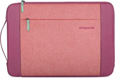 STM Kin Laptop Sleeve - Slim &amp; Lightweight, Fleece-Lined Interior, 4mm Eva Shock Absorption, Zippered Storage Pocket, Retractable Handle, Stylish &amp; Protective Design For 14&rdquo; Laptops - Rose Petal
