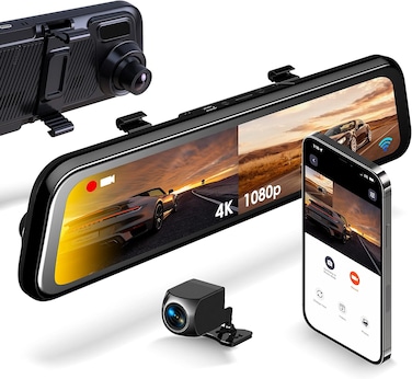 Rexing M2 Max Pro 4K WiFi GPS Mirror Dash Cam &ndash; Black (International Version)