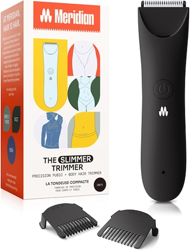 MERIDIAN Slimmer Trimmer, Body Hair Trimmer, Bikini Hair Removal, No Nicks, Razor Burn, No Ingrowns, Ergonimic Design, Wet/Dry Tech, LED Spotlight, ONYX
