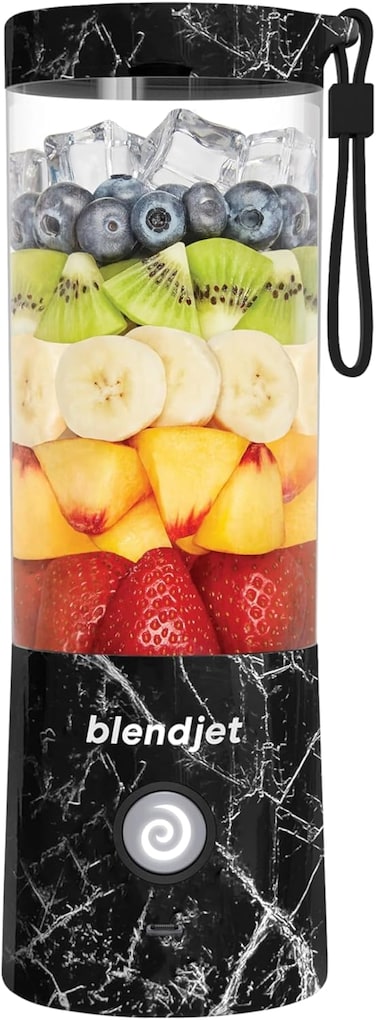 Blendjet 2 Portable Blender, World's Most Powerful 16Oz @22,000 RPM, 6 Stainless Steel Blades, Ice Crasher, USB-C Charging, Leak Proof, Self Cleaning, Safety Features, BPA Free - Black Marble Print