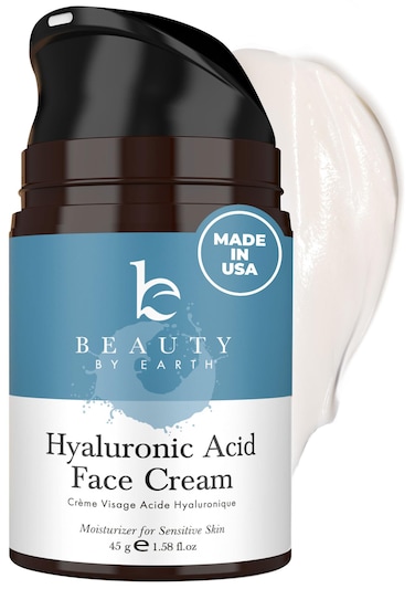 Hyaluronic Acid Moisturizer for Face - USA Made with Organic &amp; Natural Ingredients, Hydrating Anti Aging Face Moisturizer for Dry Skin with Glycerin &amp; Vitamin E, Unscented Anti Wrinkle Face Cream