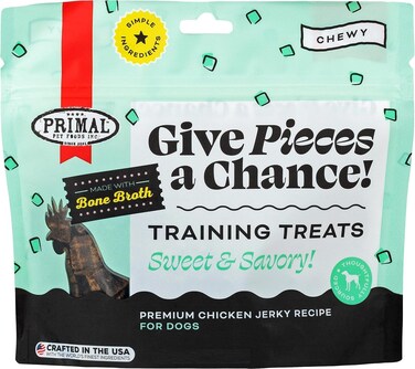 Primal Pet Foods Cat Treats Soft Chicken Jerky, Made With Bone Broth For Cats, Give Pieces A Chance Treats For Cats, Grain Free, 4 Oz