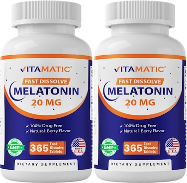 Vitamatic Melatonin 20mg, 365 Fast Dissolve Tablet, 2 Pack