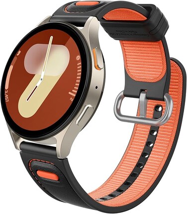 Caseology Athlex Breathable Hybrid Band for Galaxy Watch Series, for Galaxy Watch 7, 6, 6 Classic, Watch FE, 5, 5 Pro, 4, 4 Classic Silicone, Nylon Cushion Watch Strap - Active Orange