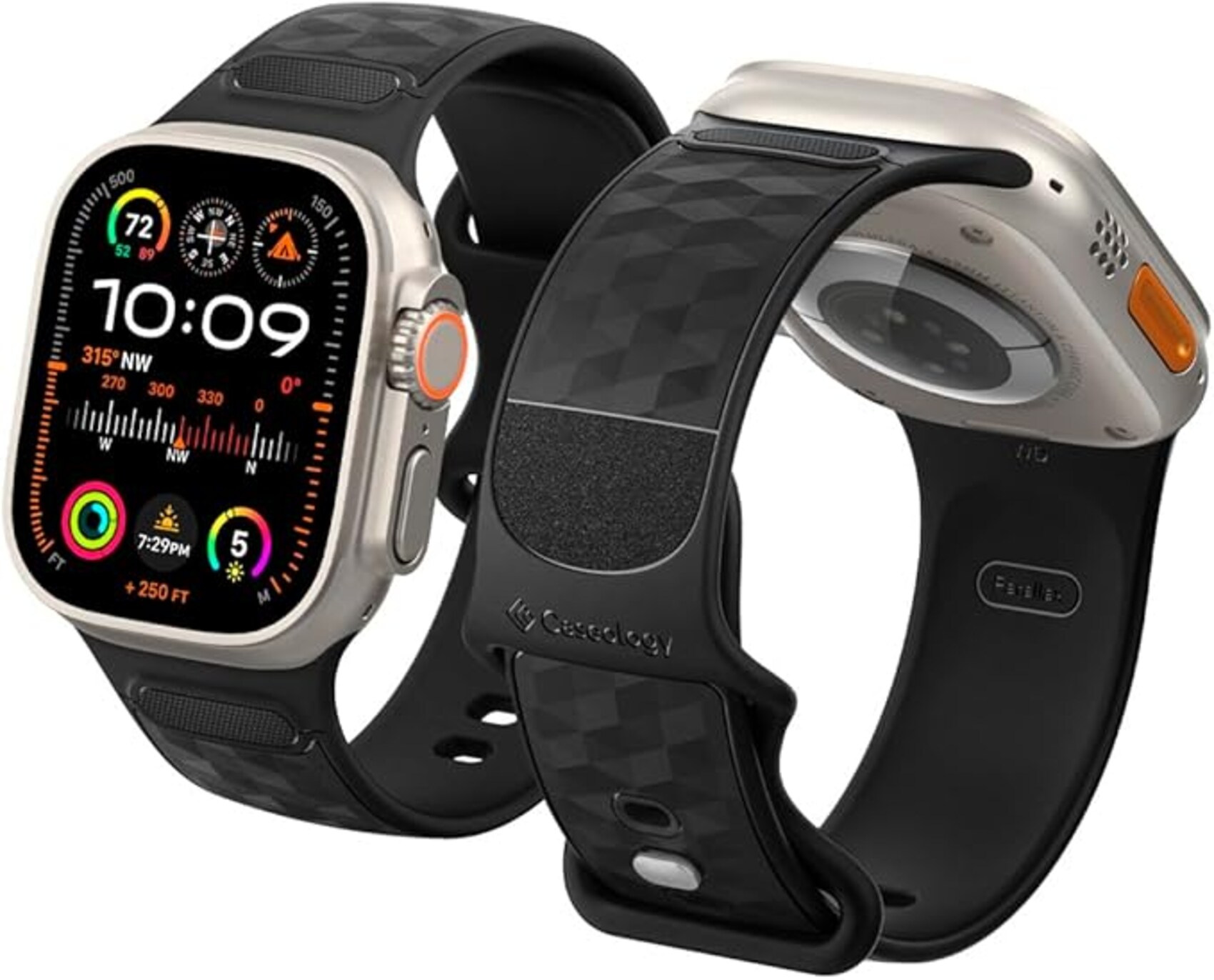 Caseology Parallax Band designed for Apple Watch Band 3D Ergonomic Textured strap compatible with Apple Watch ULTRA 2 Ultra 49mm Series 9 8 SE2 7 6 SE 5 4 3 2 1 45mm 44mm 42mm Matte Black Online Carre...