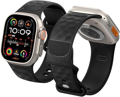 Caseology Parallax Band designed for Apple Watch Band 3D Ergonomic Textured strap compatible with Apple Watch ULTRA 2 Ultra 49mm Series 9 8 SE2 7 6 SE 5 4 3 2 1 45mm 44mm 42mm Matte Black Online Carre...