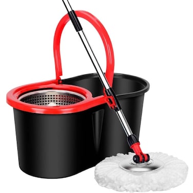 GENNEXT Spin Mop And Bucket with Wringer Set, Floor Cleaning System, Easy Wring Foot Pedal, Stainless Steel Mop Handle For Hardwood Laminate Ceramic Marble Tile Floor Cleaning