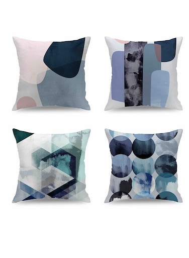 Throw Covers Set Decorative Couch Blue Flowers Cushion Covers, Perfect to Outdoor Patio Garden Living Room Sofa Farmhouse Car Chair Home Decor 18 x 18 Cm, 4 Pcs