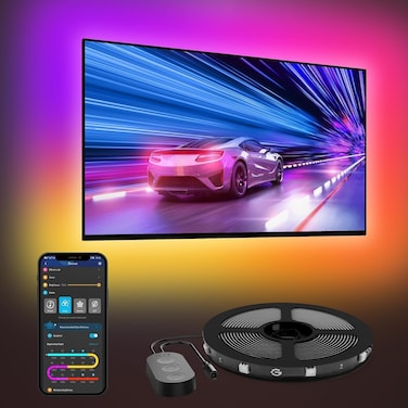 Govee LED TV Backlight, 2.4M RGBIC Backlight for 40-50 inch TV, Smart LED Strip with Bluetooth Wi-Fi and App Control, Works with Alexa and Google Assistant, Music Sync, 76 Profiles