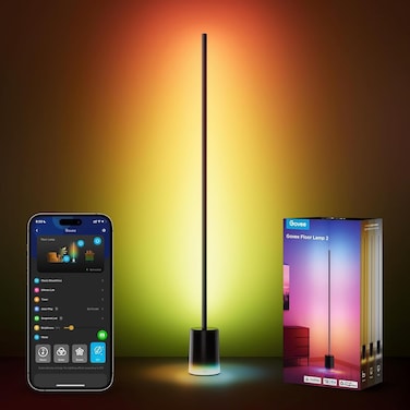 Govee Floor Lamp 2 with Matter, RGBIC, Warm Cool White LED, Alexa Compatible, 1725lm, Music Sync, Scene Modes, Smart Floor Lamp for Living Room, Bedroom, Black(1 Pack)