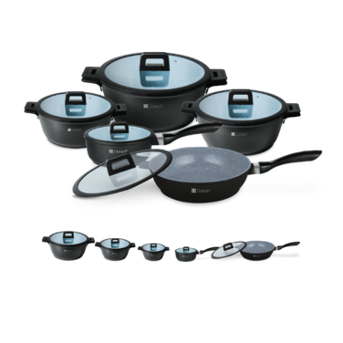 Dorsch Danish Design Ceramic Coated Casserole - Durable, Scratch Resistant - Non-Stick, PTFE Free, TUV Certified, LFGB Tested - Optimal Heat Distribution, Induction Ready, Oven Safe (5 Pcs Set)