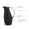 Danish Design Vacuum Jug - 1L Premium Double-Walled Glass Liner, BPA-Free, Insulated Rubber Handle, Leakproof Lid, Ergonomic, Sleek Design, Keeps Hot for 12 Hours &amp; Cold for 24 Hours (Charcoal Black)
