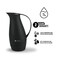 Danish Design Vacuum Jug - 1L Premium Double-Walled Glass Liner, BPA-Free, Insulated Rubber Handle, Leakproof Lid, Ergonomic, Sleek Design, Keeps Hot for 12 Hours &amp; Cold for 24 Hours (Charcoal Black)
