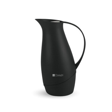 Danish Design Vacuum Jug - 1L Premium Double-Walled Glass Liner, BPA-Free, Insulated Rubber Handle, Leakproof Lid, Ergonomic, Sleek Design, Keeps Hot for 12 Hours &amp; Cold for 24 Hours (Charcoal Black)
