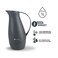 Dorsch Design Vacuum Jug - 1L Premium Double-Walled Glass Liner, BPA-Free, Insulated Rubber Handle, Leakproof Lid - Ergonomic, Sleek Design, Keeps Hot for 12 Hours &amp; Cold for 24 Hours (Navy)
