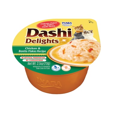 Inaba Dashi Delight Chicken &amp; Bonito Flakes Recipe Cat Treat 70G, Toppers or Side Dish for Cats with Vitamin E